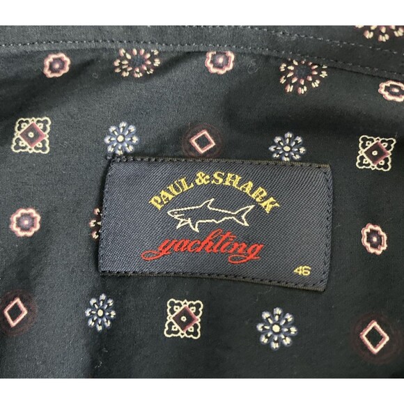 Paul & Shark Yachting Button Down Shirt Men's Size XXL Blue Diamond Print Long - Picture 10 of 13